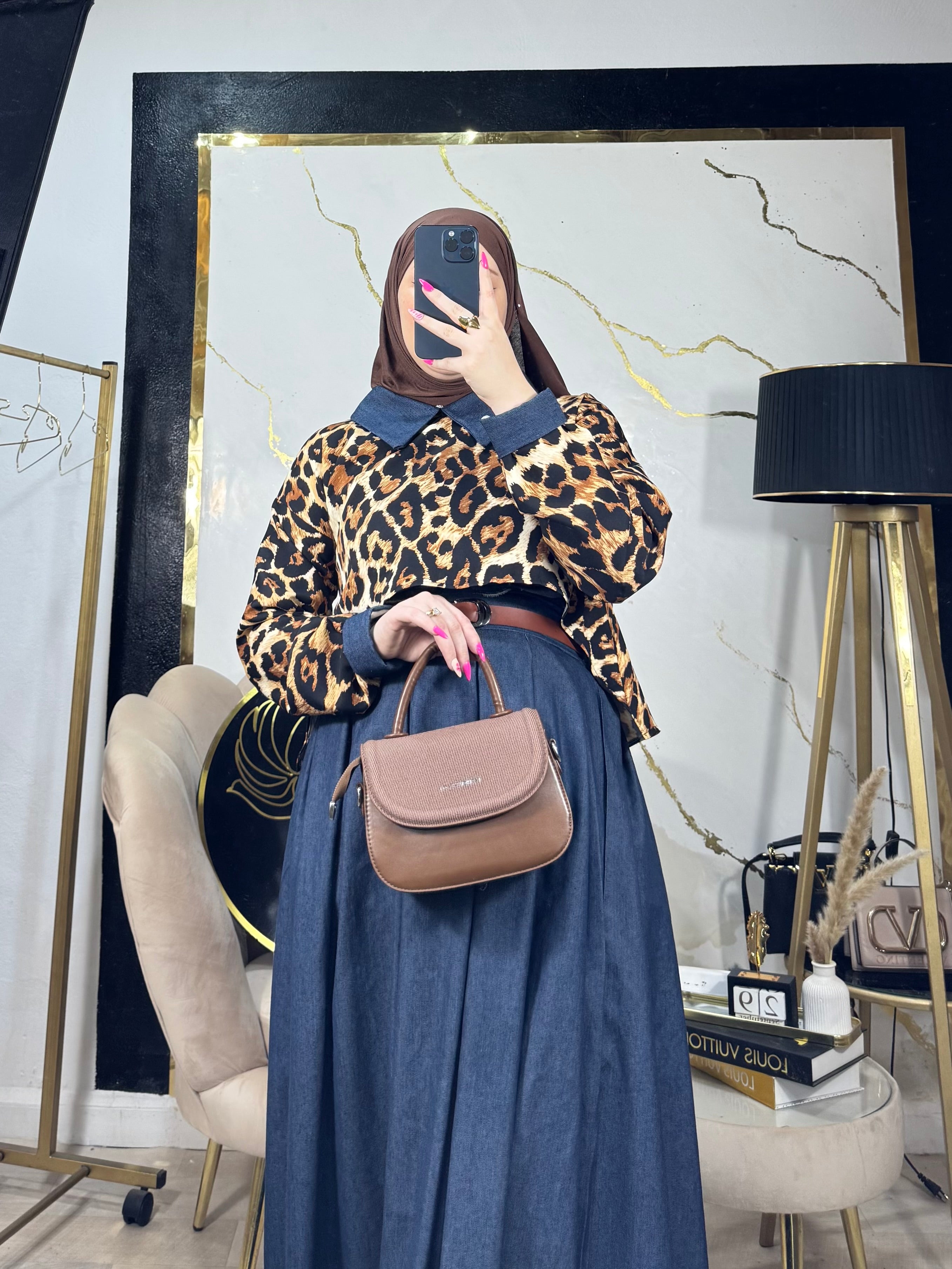 Ensemble leopards jean